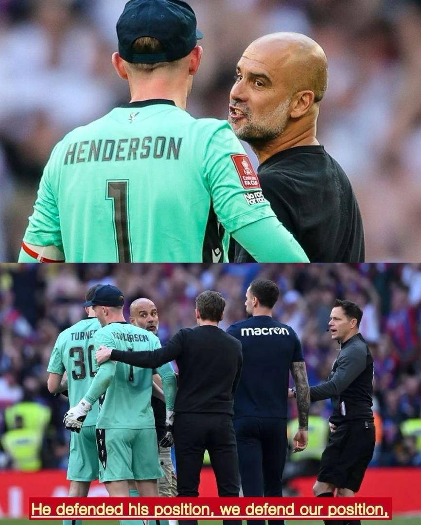 "He defended his position, we defend our position," Reason why Manchester City coach Pep Guardiola and Dean Henderson had a heated clash on pitch after the FA Cup final defeat against Crystal Palace (0-1)