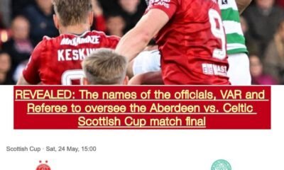 REVEALED: The names of the officials, VAR and Referee to oversee the Aberdeen vs. Celtic Scottish Cup match final