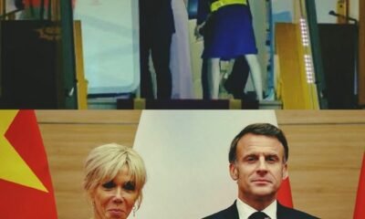 Emmanuel Macron maintains that the two were merely joking, despite the fact that cameras captured French first lady Brigitte Macron shoving her husband in the face before they stepped off an aircraft