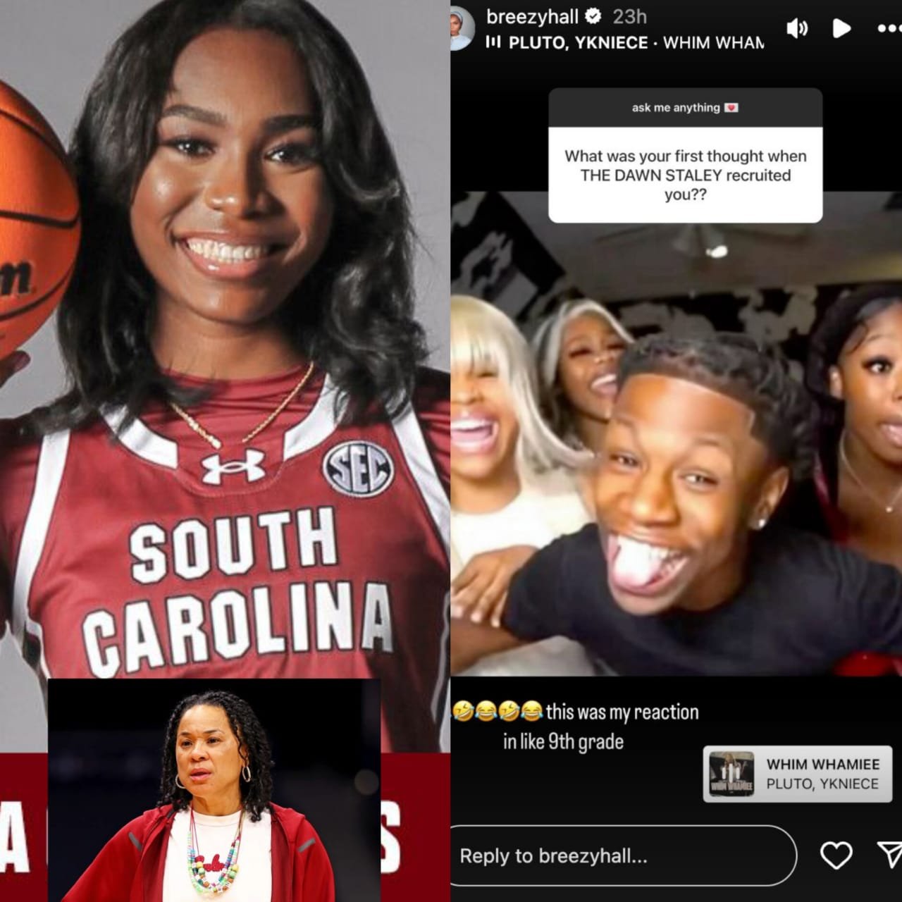 "The truth spoke" - During an Instagram AMA, former Gamecock Bree Hall shared her thoughts on Dawn Staley's recruitment call.