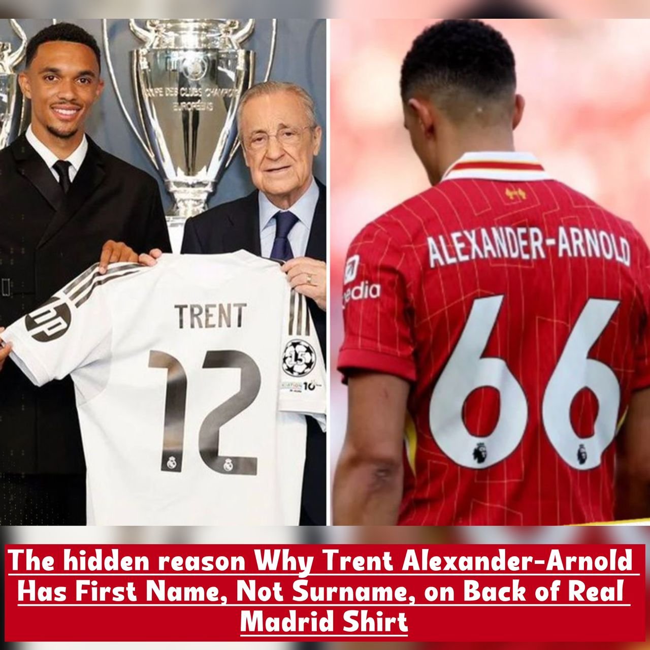 On Thursday afternoon, Trent Alexander-Arnold was introduced as a Real Madrid player. The Englishman, who transferred to the club from Liverpool this summer, delivered his inaugural address as a Los Blancos player in flawless Spanish. He greeted, "Good afternoon." I am grateful to President Florentino Perez and the club for this opportunity. This does not occur on a daily basis. I am extremely pleased and delighted to be present, as it is a realization of my aspirations. I am eager to demonstrate my capabilities to the supporters of Real Madrid. "I am aware that the demands are substantial and that I am signing with Real Madrid, but I am committed to giving my all for the team and the Real Madrid fans." I am eager to demonstrate my play to those fans, and I aspire to win numerous titles. I am eager to be a victor in this arena and to relish the experience of playing alongside the greatest. "Hello, Madrid!" The rationale behind Trent's use of his first name on the back of his shirt He is no longer known by his last name.