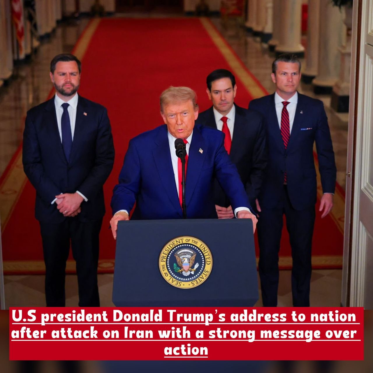 U.S president Donald Trump’s address to nation after attack on Iran with a strong message over action