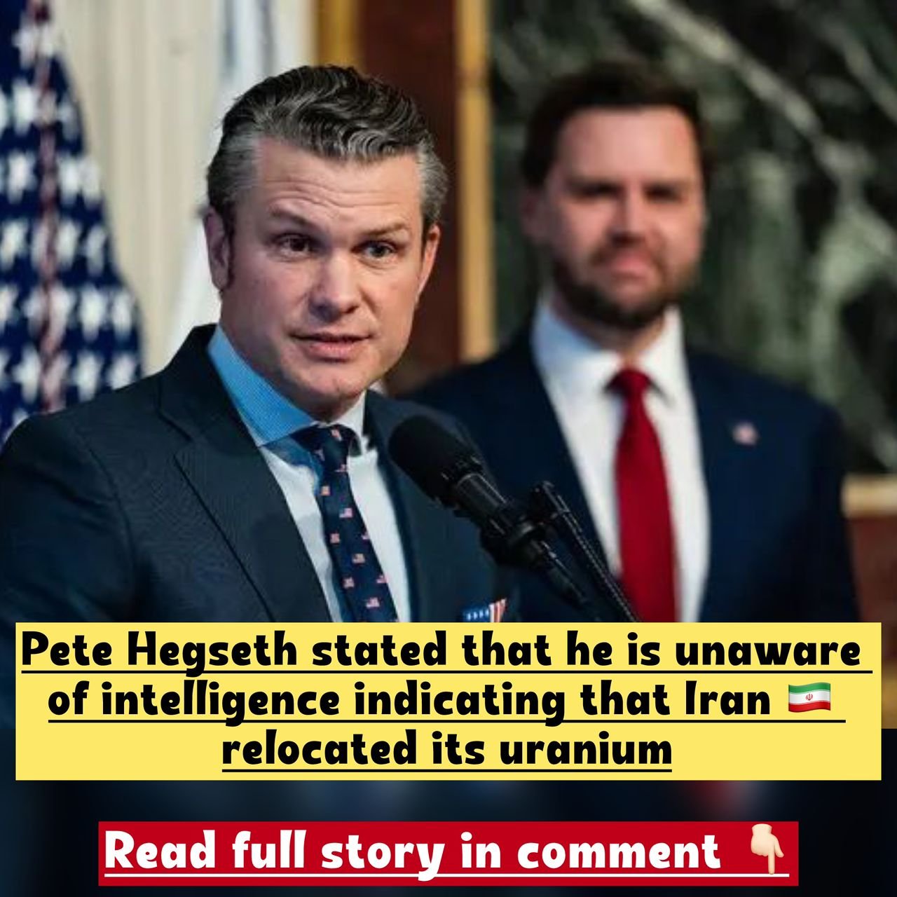 Breaking news: According to the Chief of the Pentagon, there is no known intelligence that shows Iran moved uranium