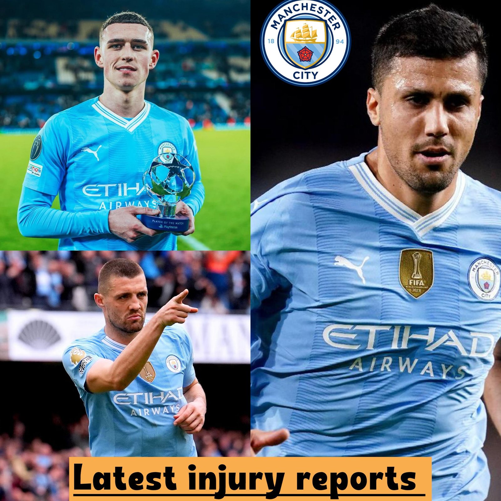 Latest Injury news and return dates of Three (3) Manchester City player Mateo Kovacic , Phil Foden, and Rodri ahead of Premier League opener
