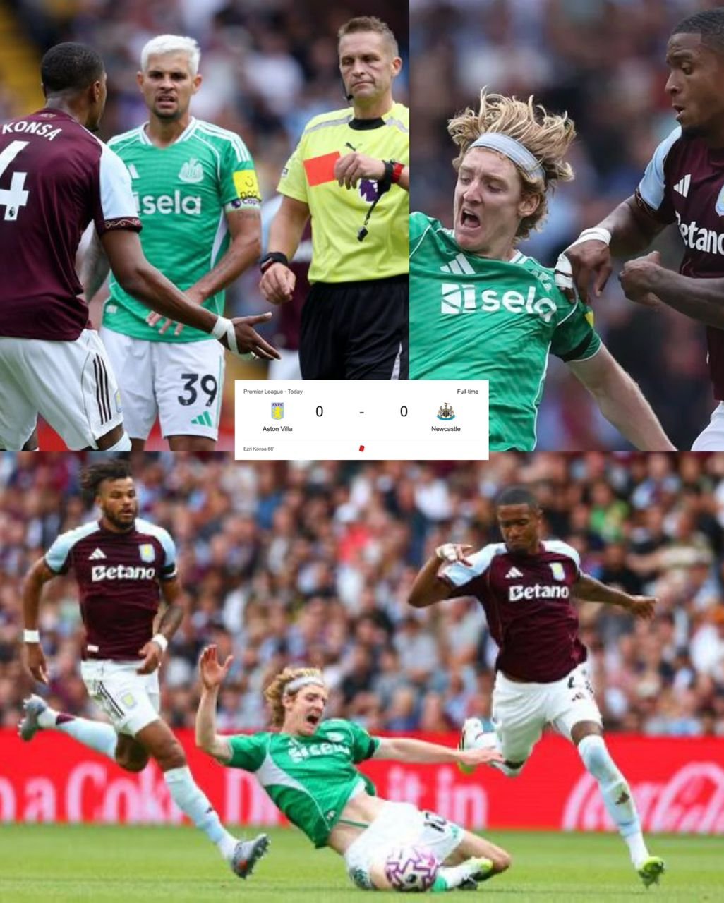 VAR CONTROVERSY: Premier League have release official statement why the 27-year-old defender Ezri Konsa was given a red card during the match draw between Aston Villa vs. Newcastle United