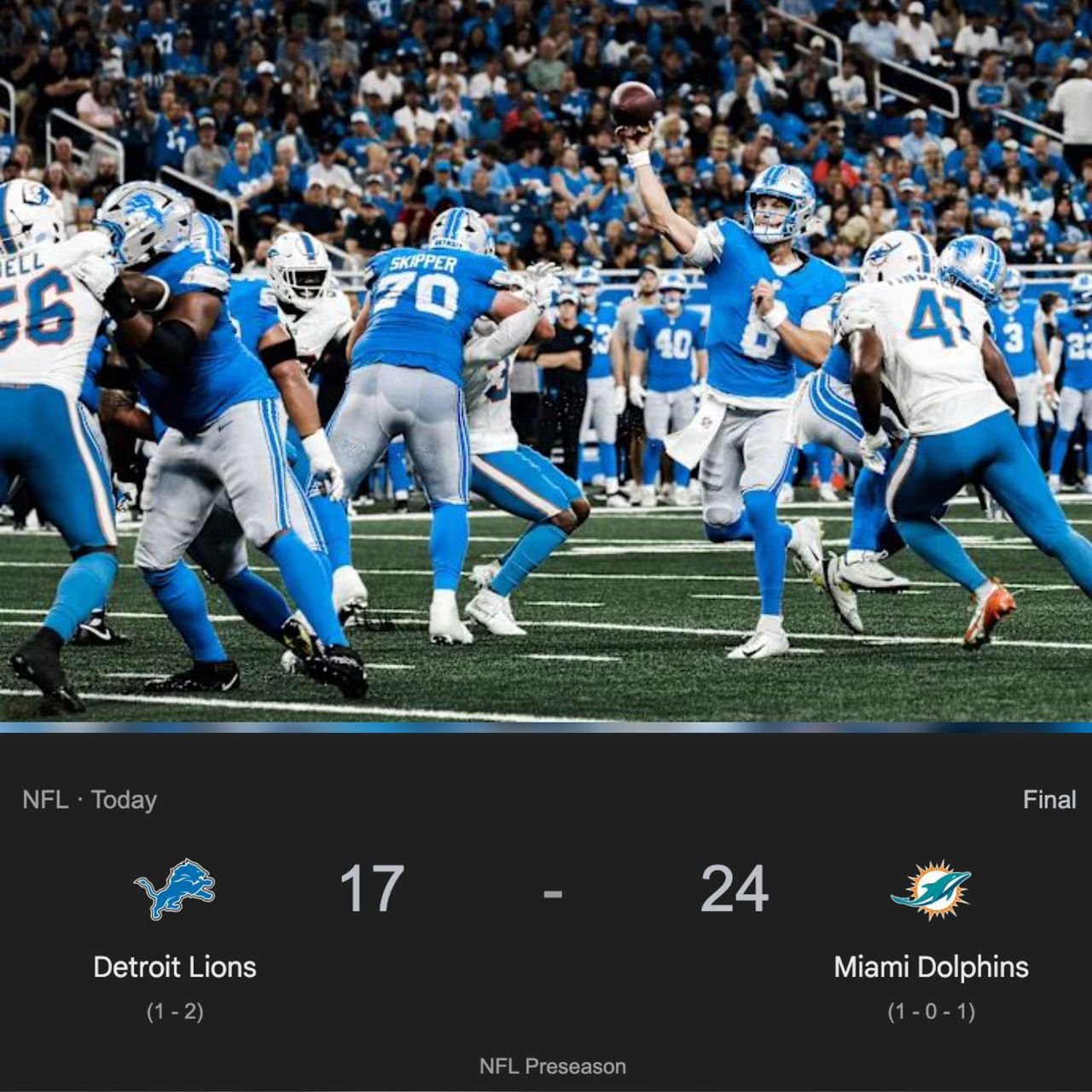 Full Points and complete match Highlights for Detroit Lions vs Miami Dolphins (17-24) in NFL Preseason Game