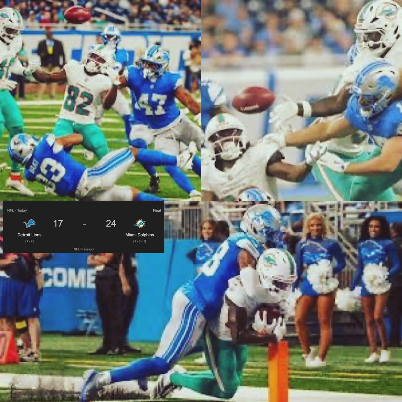 The main reason why Detroit Lions lost to Miami Dolphins in the NFL preseason game (17-24)