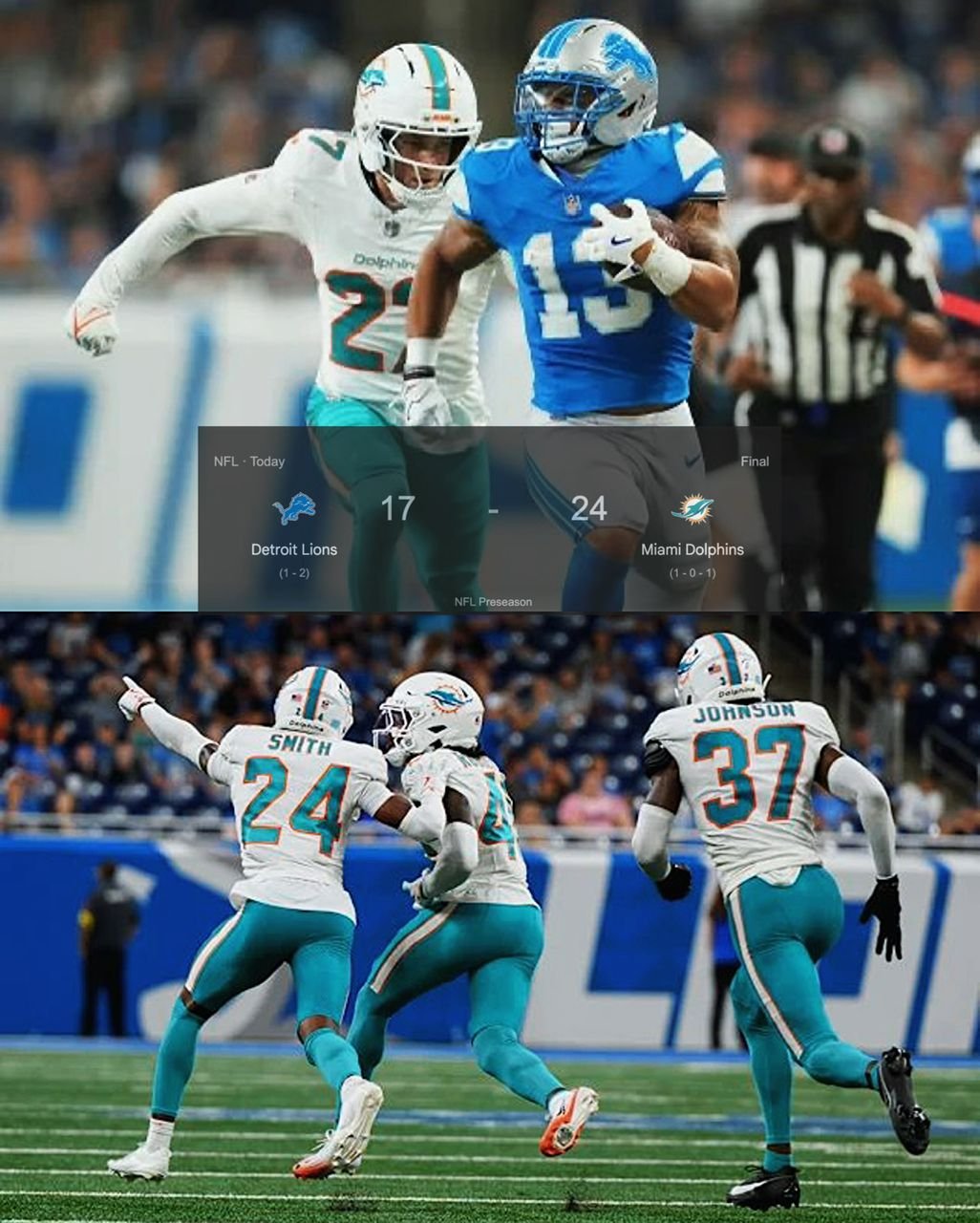 Breaking news: Miami Dolphins Cornerback suffers a very serious injury after the match against Detriot Lions (17-24)
