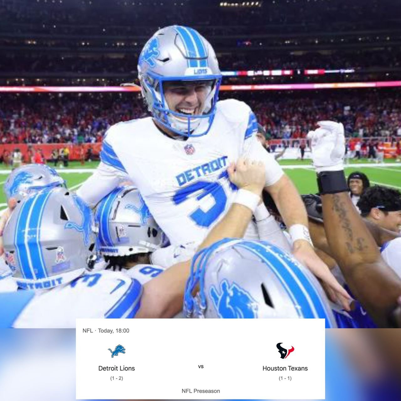The five (5) players to place more critical attention on during Detroit lions vs Houston texans NFL Preseason game today