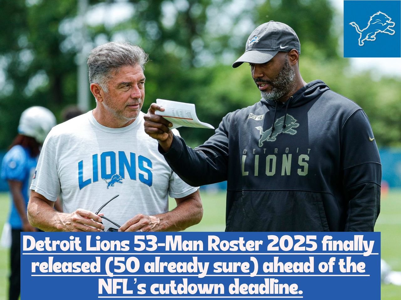 Breaking news: Detroit Lions 53-Man Roster 2025 finally released (50 already sure) ahead of the NFL’s cutdown deadline.