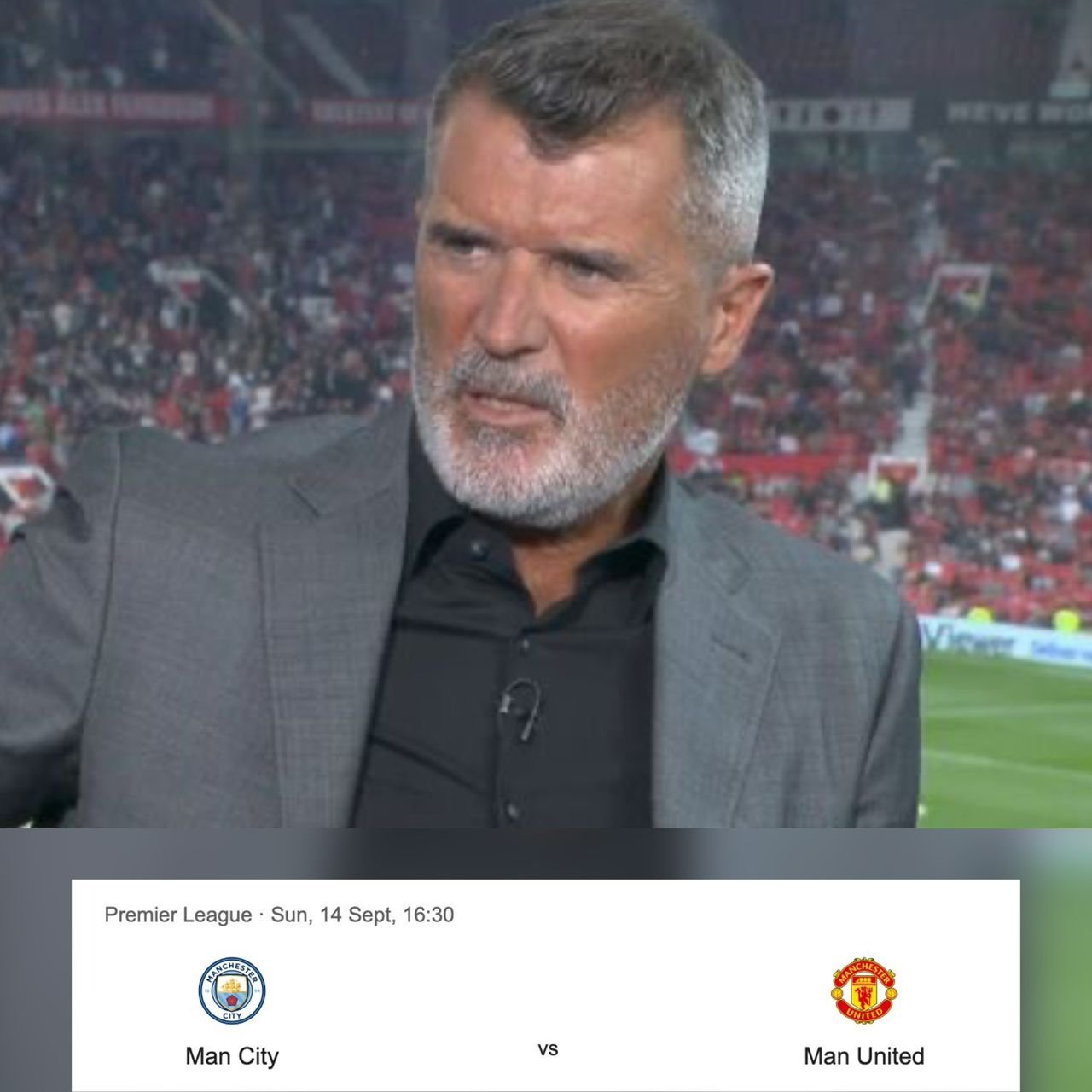 Irish football pundit, former coach, and former professional player Roy Keane has given his verdict over Manchester City vs Manchester United on sunday and has predicted the scoreline between teams