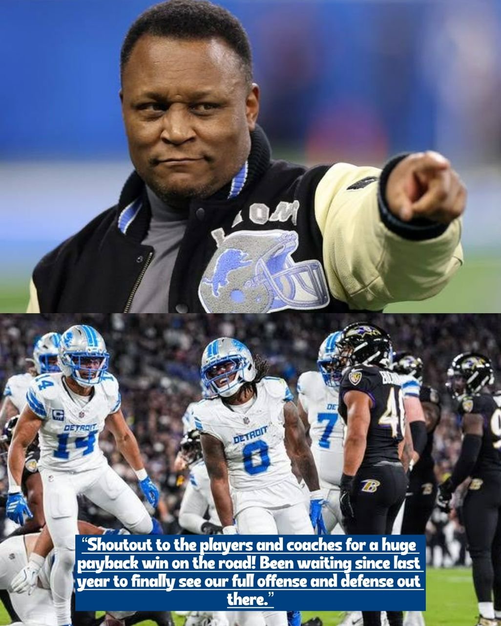 57-year-old NFL legend Barry Sanders delivers powerful message to Detroit Lions following Victory against Baltimore Ravens