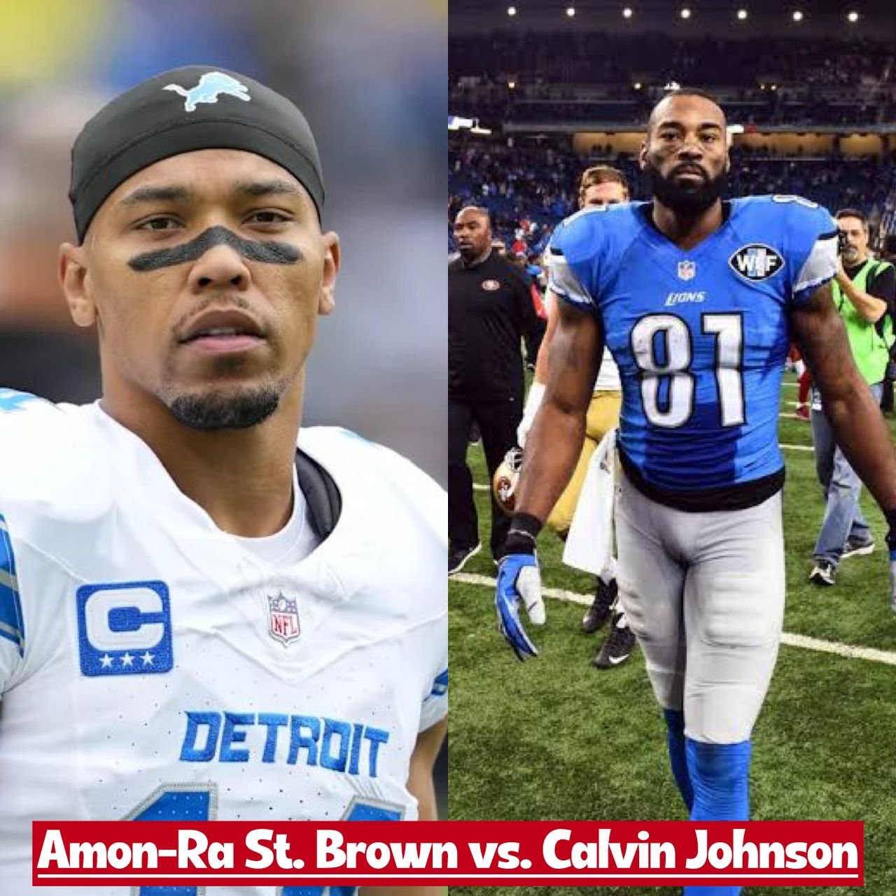 Amon-Ra St. Brown vs. Calvin Johnson (Megatron) – Comparing two elite wide receivers from different Lions generations.