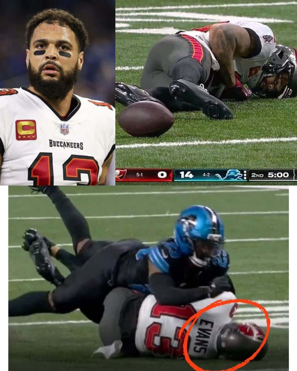 Worrying and scary new angle reveals the exact moment Mike Evans was knocked unconscious in Detroit Lions vs. Tampa Bay Buccaneers match clash