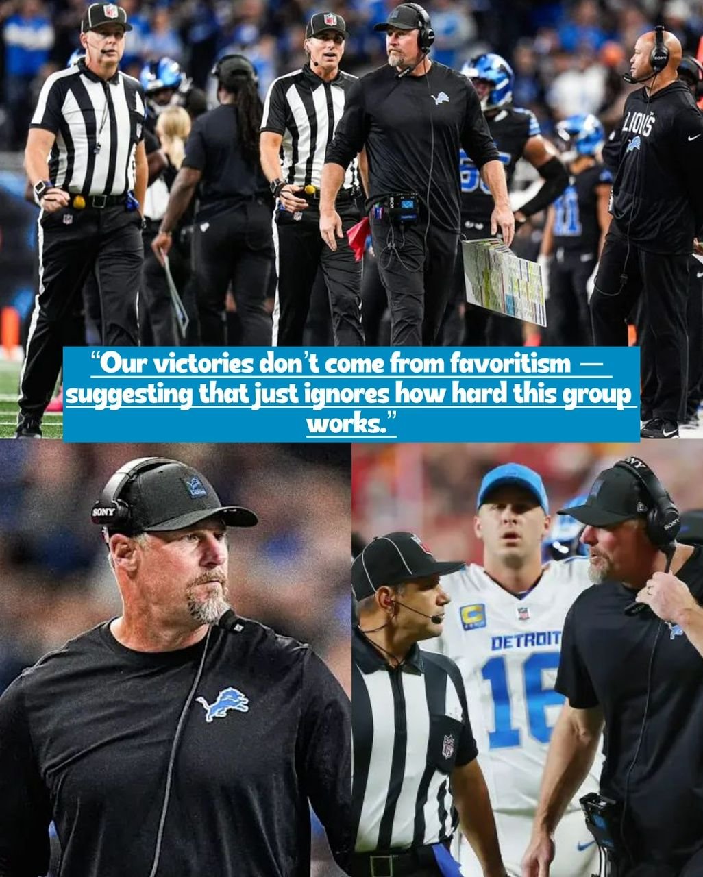 "don’t need favoritism to win" Dan Campbell slams back to criticism after Detroit Lions defeat Tampa Bay Buccaneers amid controversial officiating